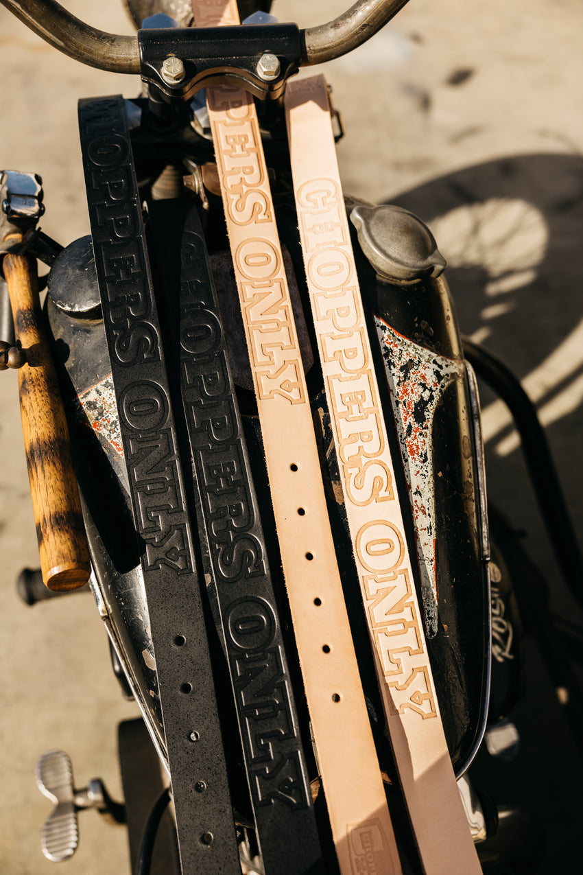 "Choppers Only" U.S. made leather belts  Choppers Magazine X Nash Motorcycle Co.